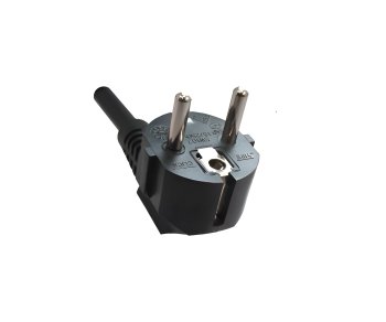 Power cable Europe CEE 7/7 90° to C13, 1mm², with lock, black, length 2.00m